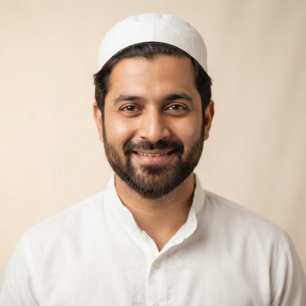 Portrait of Qari Muhammad Abdullah, Quran teacher at Al-Falah Quran Academy